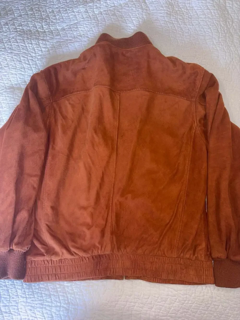 Real Clothes Vintage Brown Suede Leather Bomber Jacket Korea Men’s Large L